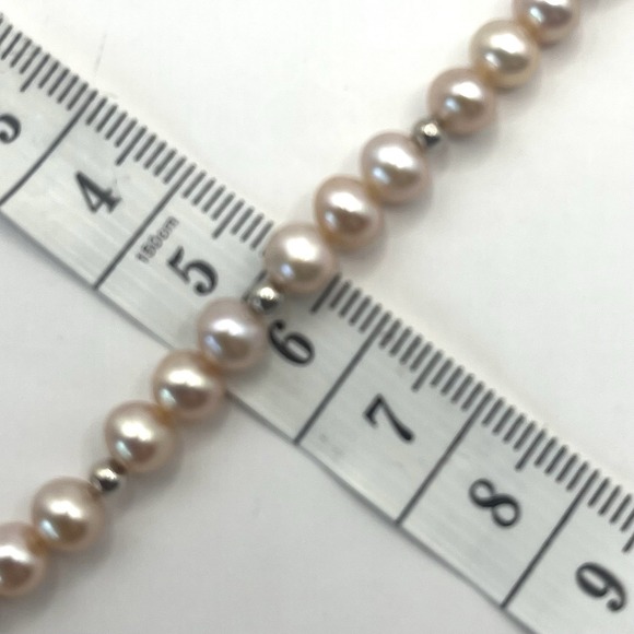 Vintage Freshwater Pink Pearl Necklace With 14k White Gold Beads And Closure 18" - Picture 15 of 15
